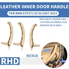 RHD натуральная кожа автомобиля Передняя ЗадняяЛевая Правая внутренняя дверная ручка внутренняя панель Потяните Накладка для BMW E70 E71 X5 X6 2007-2013