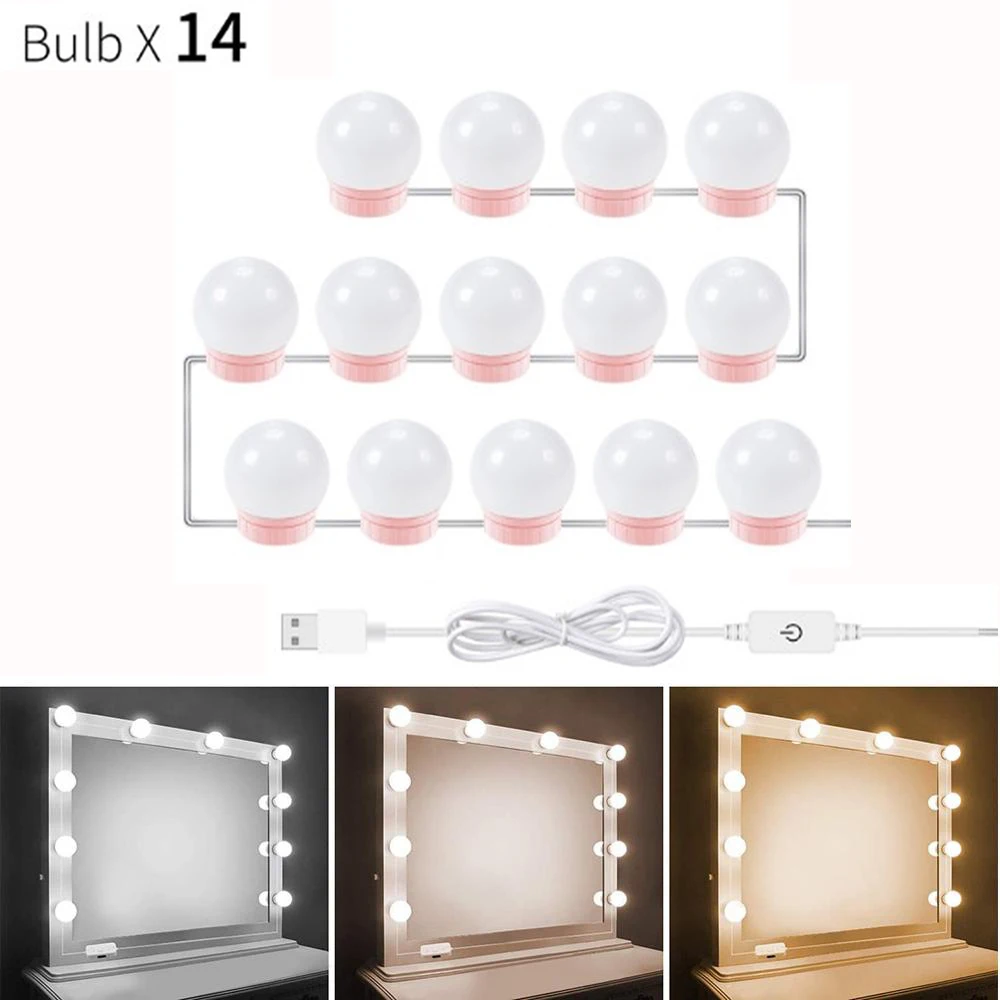 

LEADLY Hollywood Style LED Vanity Mirror Lights Kit With Dimmable Light Bulb Sensor Lighting Fixture Strip For Makeup Table Lamp