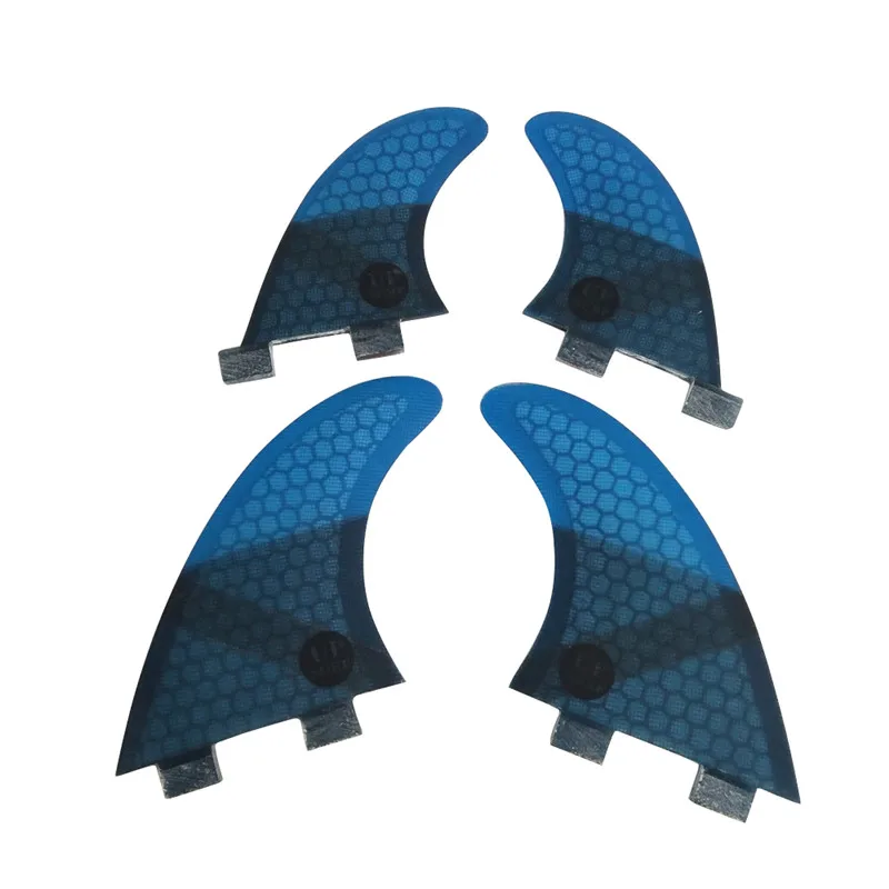 Surf UK2.1 Fin Blue Color Quad fin 4pcs per set Fibreglass Fins Double Tabs Surfboard Fin in Surf Double Tabs Fins Free Shipping