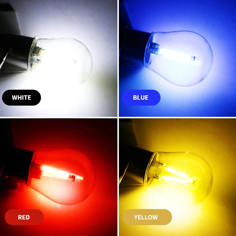 

Car LED Light 1156 P21W-BA15S Turn Signal Lamp 1157 P21/5W BAY15D Vehicle Brake Lights Glass Housing Filament Cob Car Led Bulb