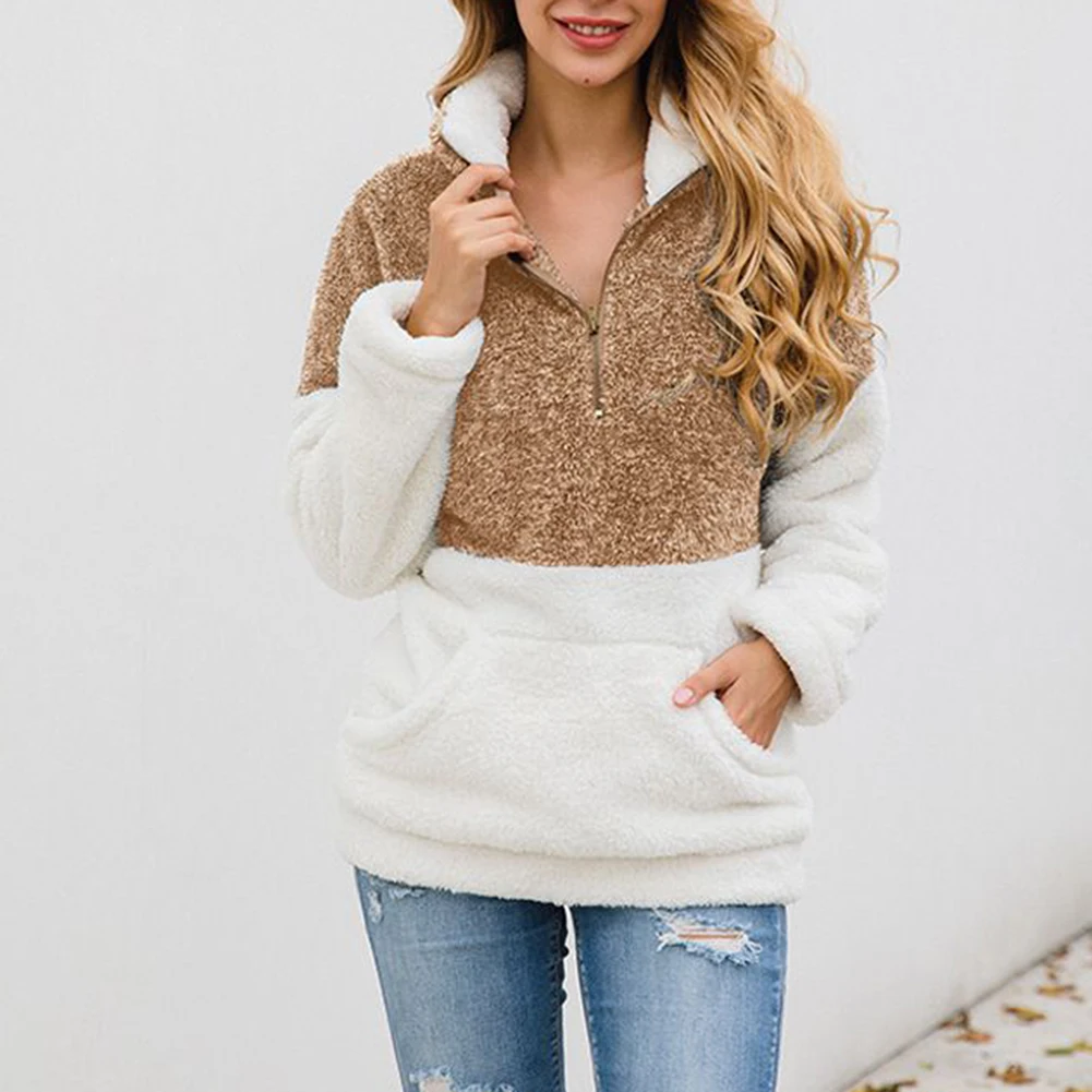 

Oversized Hoodie Patchwork Zip Fleece Casual Plus Size Sweatshirt Women Pullover Overcoat Hoody Ladies sudadera mujer