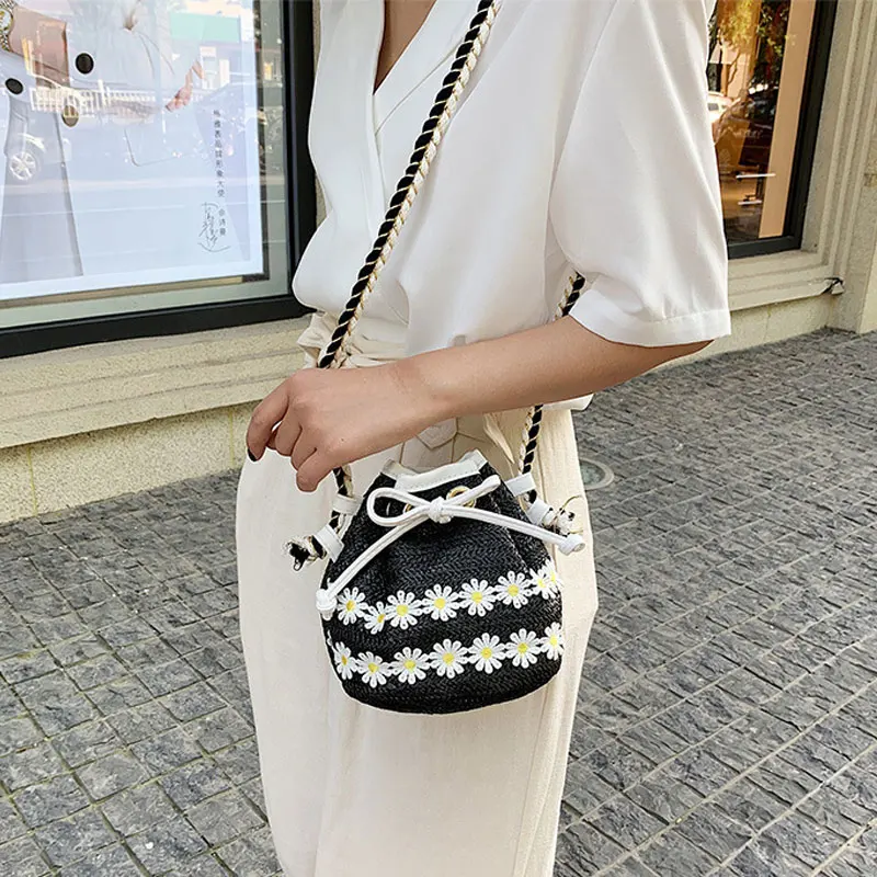 Богемные соломенные сумки для женщин 2020 тканая насосная мини сумка-ведро пляжные