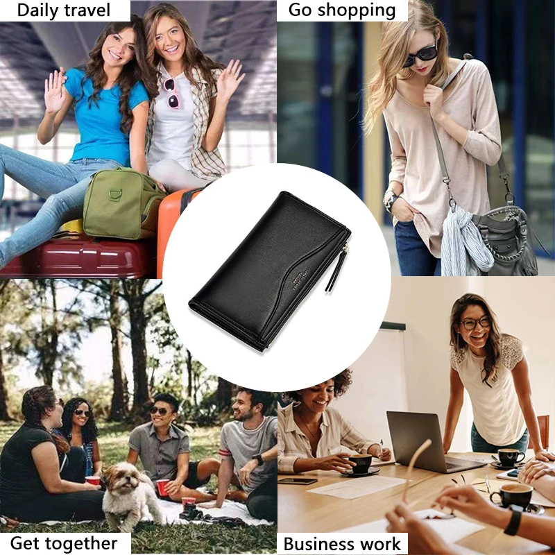 

FACTOO Fashion Long Women's Wallet Card Holder Large Capacity Bag Hasp Zipper PU Leather Female Phone Pocket Purses Light Clutch