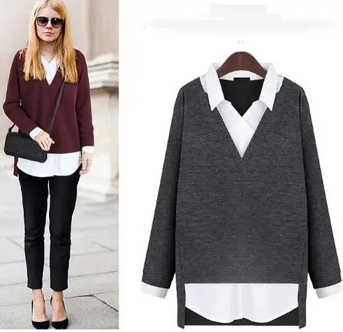 Блузки с длинными рукавами из хлопка в стиле Харадзюку для женщин среднего