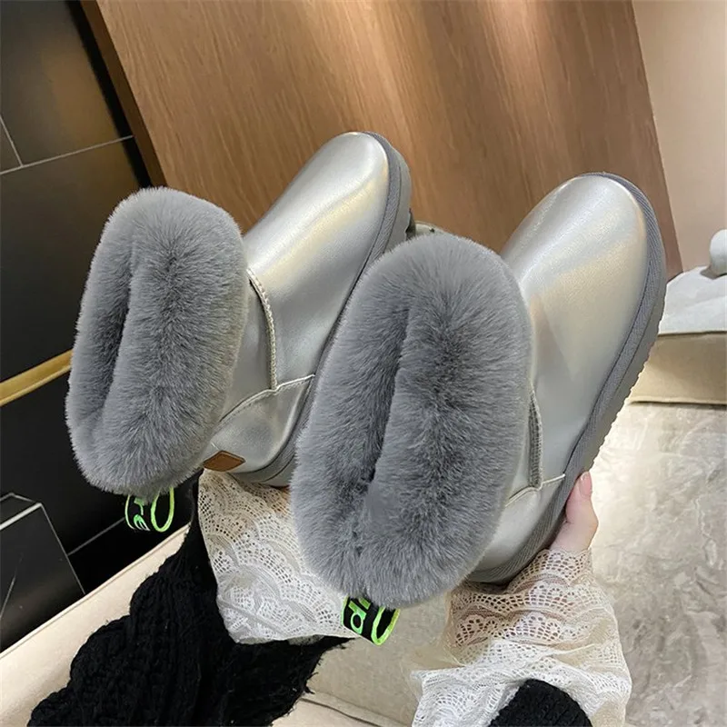 

New Fashion Fluffy Fur Snow Boots Cold Winter Platform Plush Warm Women Ankle Boots Comfortable Female Cotton Shoes Botas Mujer