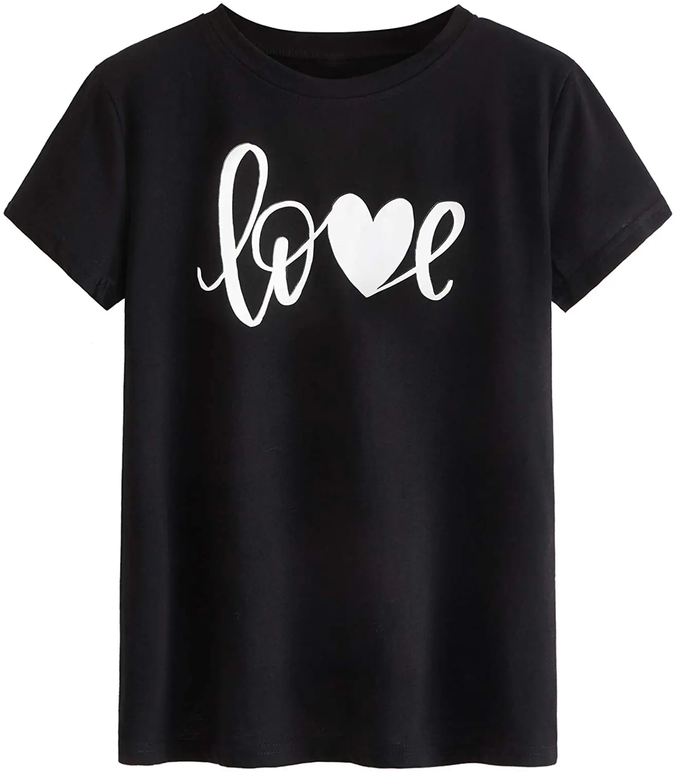 

Women Casual Cute Round Neck Love Heart Print Basic Short Sleeve Tee Shirts Hot Sales Summer Fashion Slim T-Shirt 2020 Tshirt
