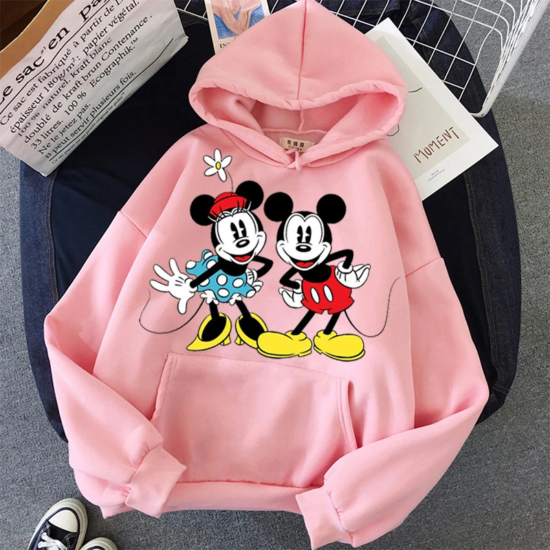 

Disney Women Hoodies Mickey Mouse Hoodies Cartoon Tops Long Sleeve Pockets Sweatshirts Fashion Hooded Women