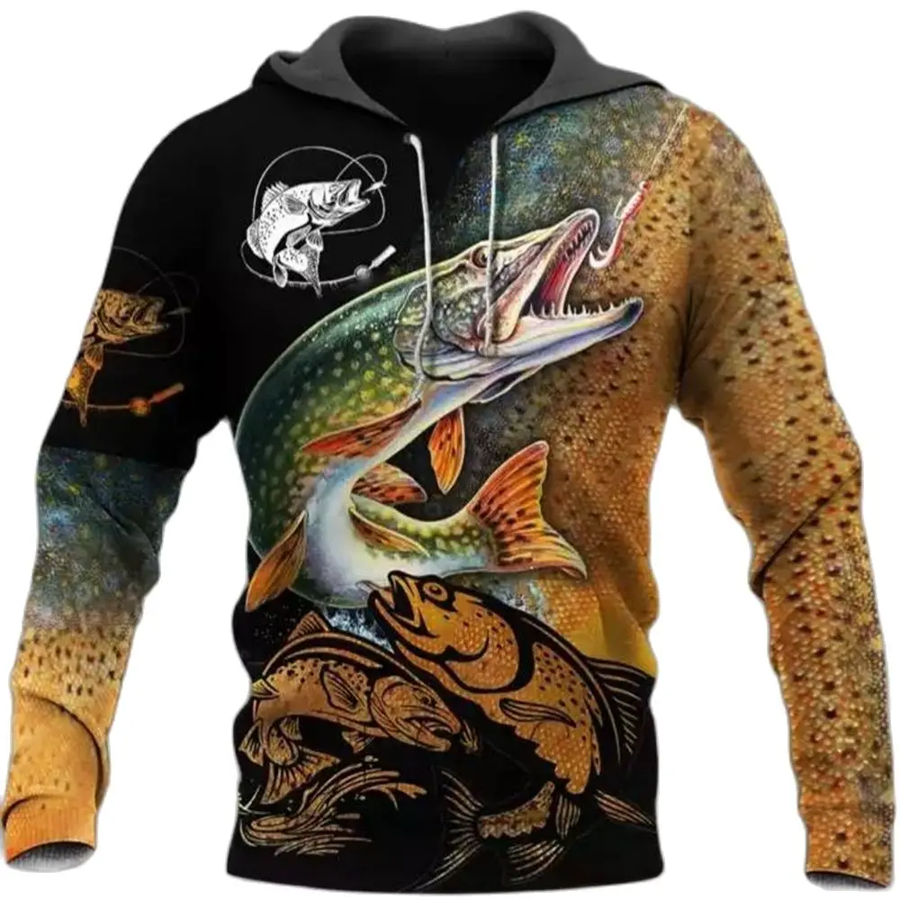 

Fashion Men's Hoodie Forest Camouflage Style Animal Frog Fish Pattern Spring And Autumn Style Street Trend Casual Loose Oversize