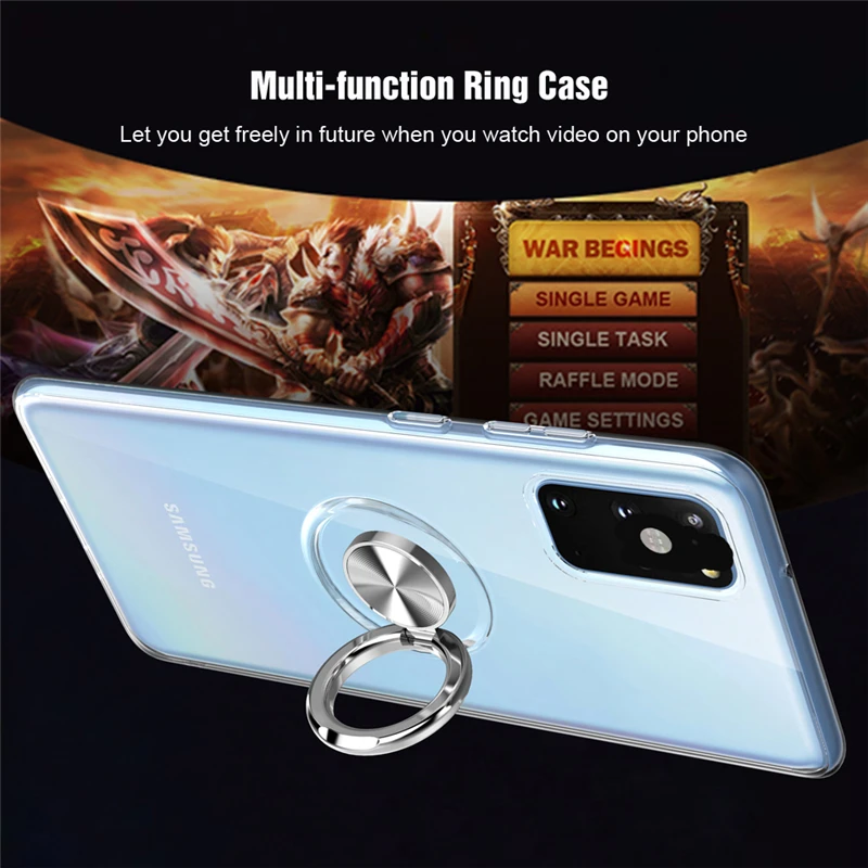 

Transparent Silicone Case For Samsung Galaxy Note 20 S20 S21 Ultra S10 Plus S10E S9 S8 Note 10 9 8 With Stand Ring Holder Covers
