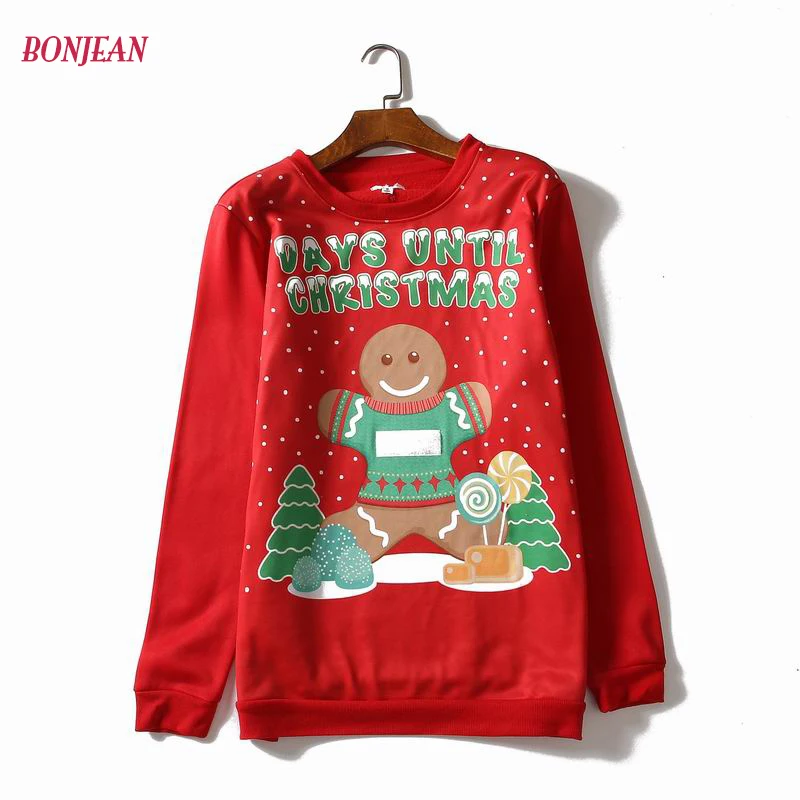 Рождество 2019 женские свитшоты толстовки с капюшоном Повседневный пуловер