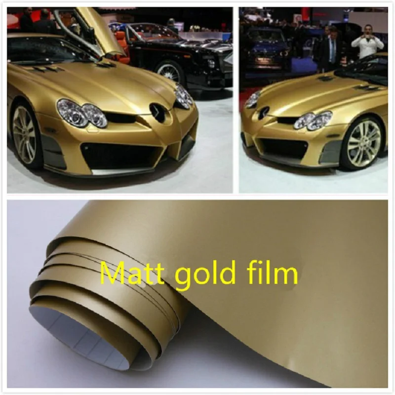 Матовая Золотая виниловая пленка самоклеящаяся воздушная без пузырьков