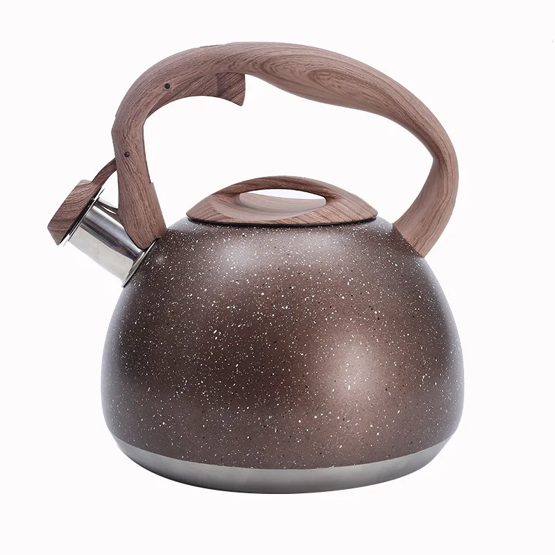 

1Pc 3L Antique Stainless Steel Wooden Handle Flat Bottom Whistling Kettle Boiling Tea Kettle (White)