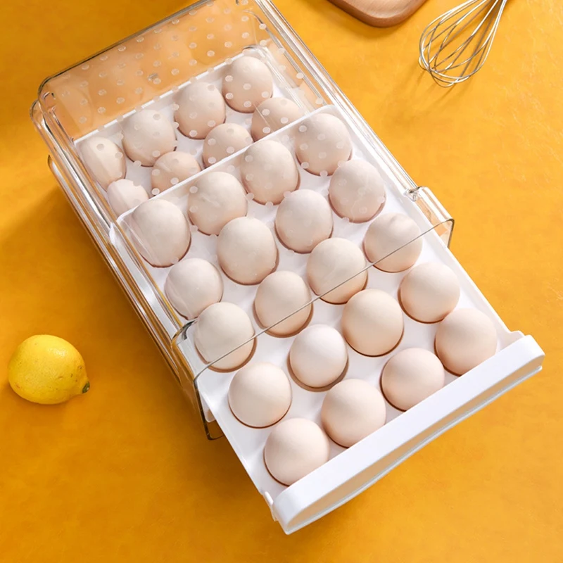 

Egg Container, Refrigerator Deviled Egg Tray Carrier with Lid for 40Eggs - Plastic Fridge Stackable Portable Holder