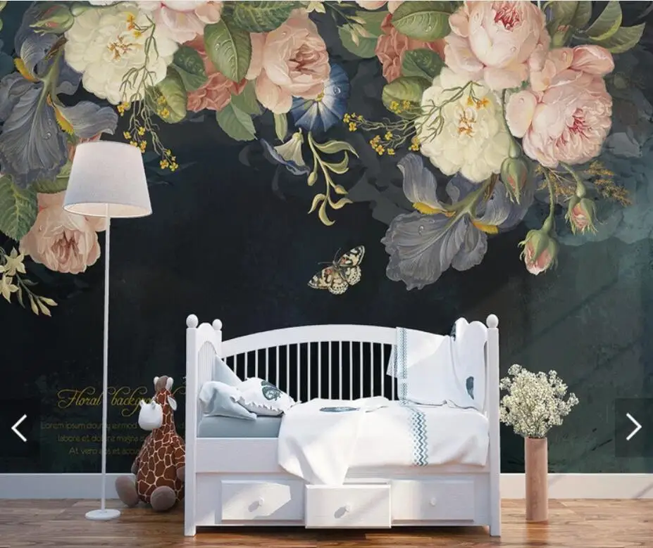 Настенная 3d-роспись водонепроницаемые холщовые обои с изображением роз цветов