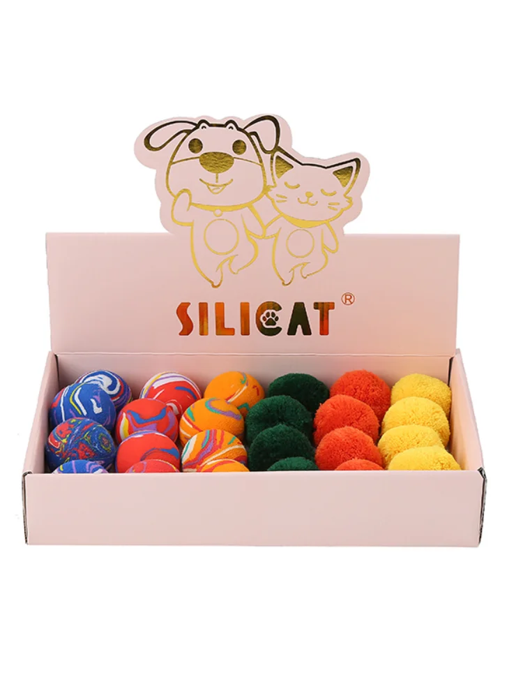 

Силиконовая Подарочная коробка, игрушка для кошек, пенопластовый плюшевый шар, набор из 24 игрушек для кошек