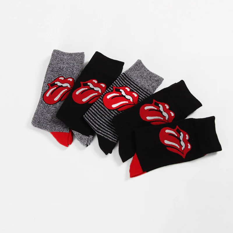 Носки мужские в стиле Харадзюку хлопковые носки с забавным принтом языка хип хоп