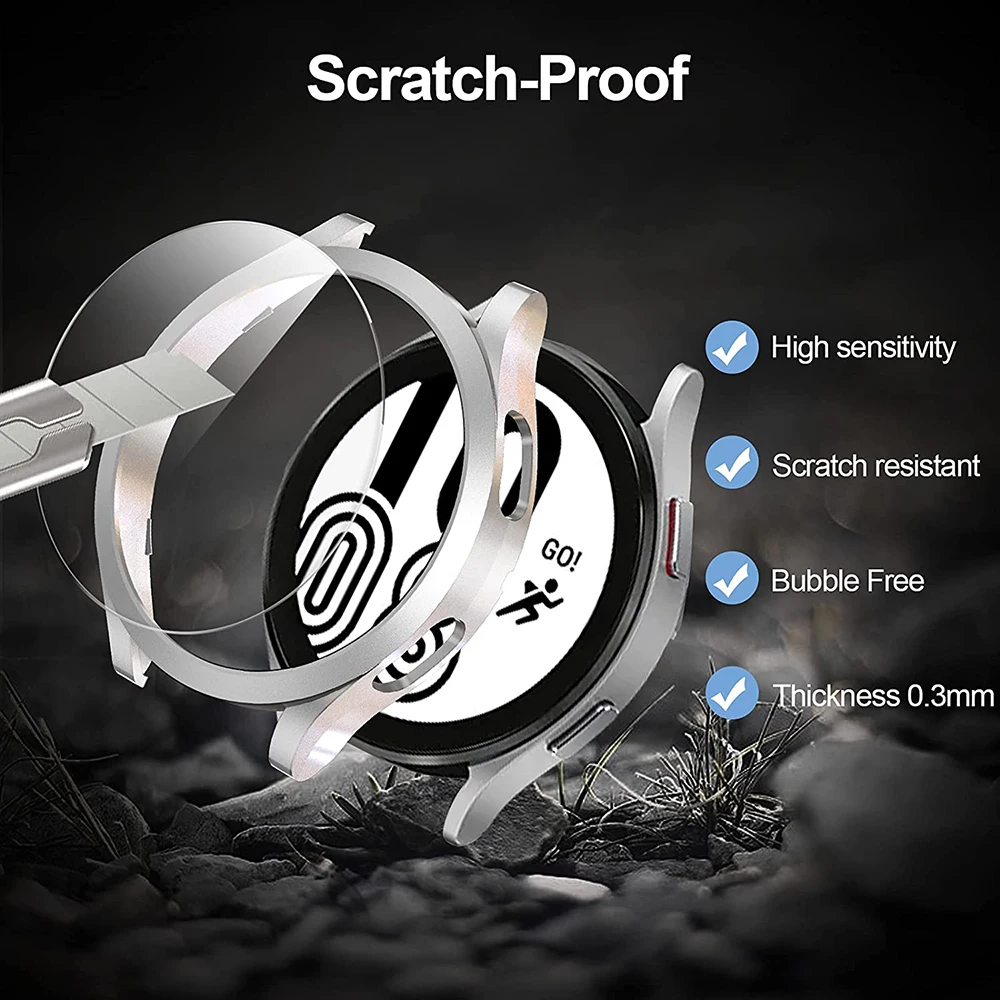 Glass+Case for Samsung Galaxy Watch 4 44mm 40mm All-Around Bumper Shell+Screen Protector Samsung Galaxy Watch 5 40mm 44mm Cover