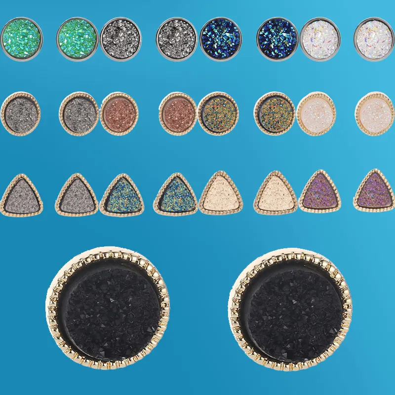 Женские круглые серьги-гвоздики из искусственного кварца 12 мм | Украшения и