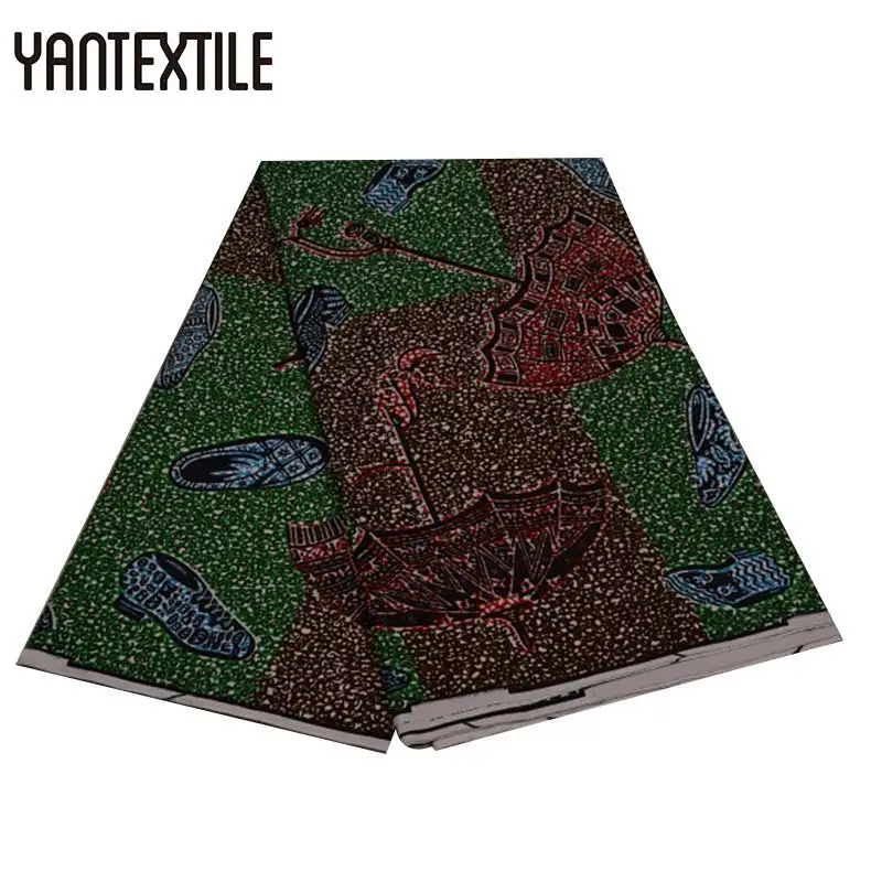 18090043 YANTEXTILE новая Анкара ткань Африканский настоящий воск принт Tissu Africain 6 ярдов настоящий воск Африканский батик ткань для свадебного платья - Цвет: 18090043