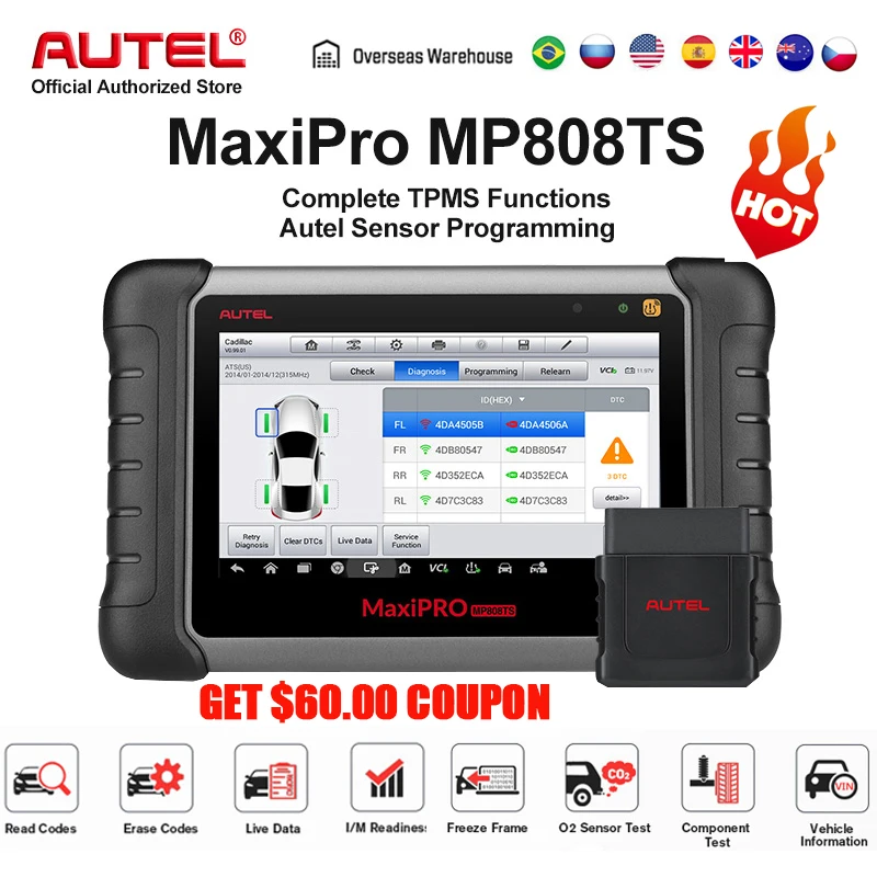 Autel MaxiPRO MP808TS OBD2 инструмент для диагностического сканирования автомобиля