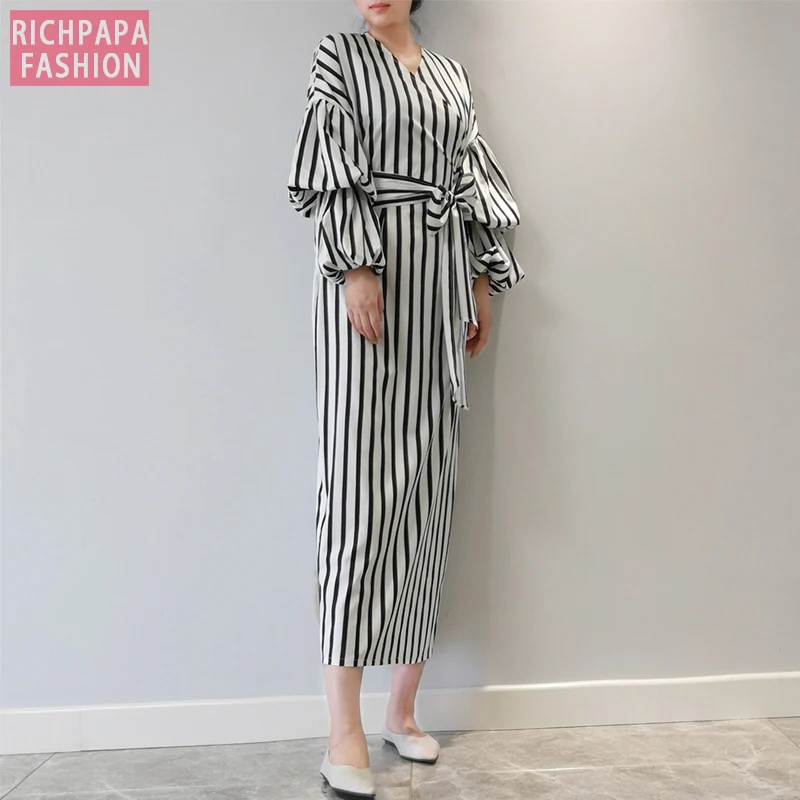 Vestidos Kaftan Abaya Dubai Arabic Women Long Striped Maxi Muslim Hijab Dress Caftan Marocain Turkish Islamic Clothing | Тематическая