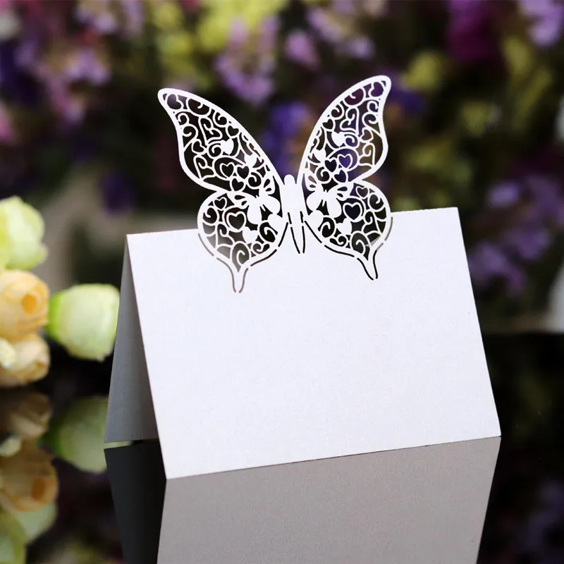 Новинка 100 шт. лазерная пустотелая бабочка карта для сиденья любовь чашка
