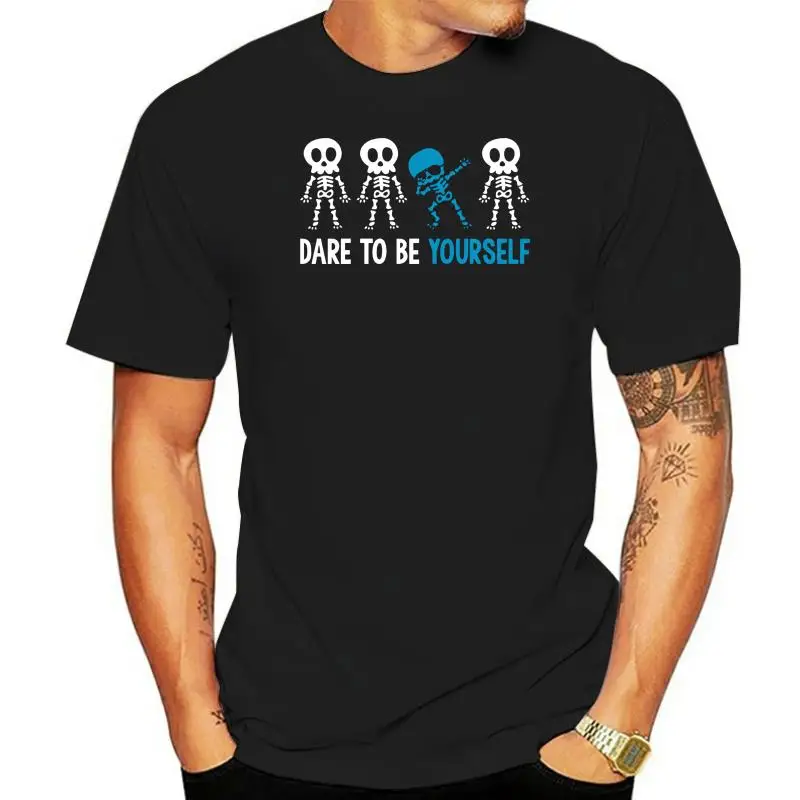 

Autism Awareness Dare To Be Yourself Dabbing Skeleton T-Shirt Dab Superior Quality Tee Shirt