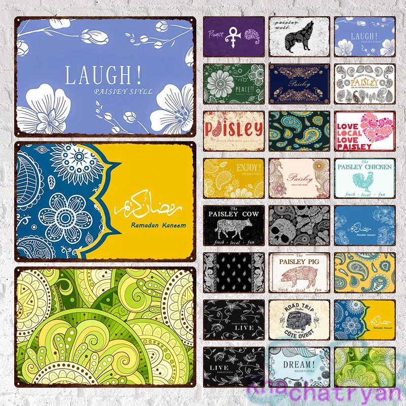 

Дизайн фигуры в стиле Пейсли, этикетка местной любви, металлическая пластина, живопись, железный жестяной знак, Настенная картина для гости...