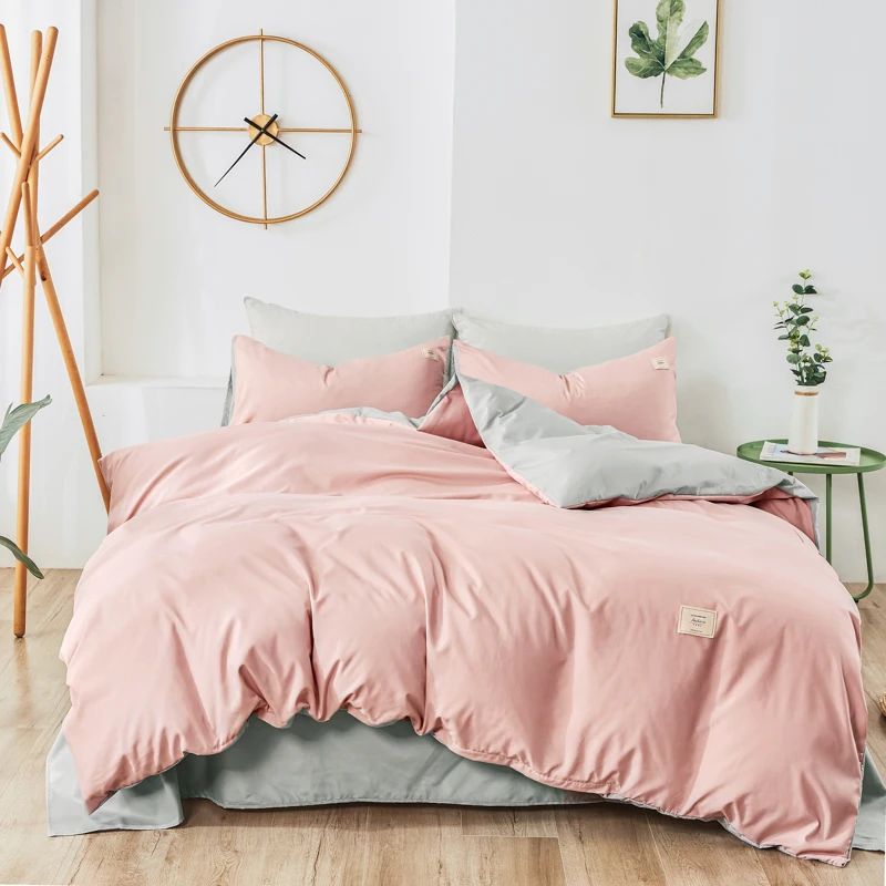 

Home Textile Bedding set Solid color duvet cover sets quilt covers pillowcases European size king queen gray blue pink green