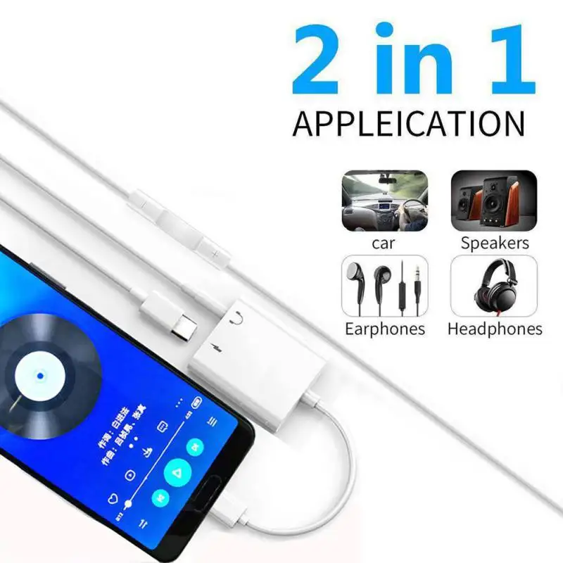 2 в 1 USB C Мужской до 3 5 мм Женский стерео разъем для наушников адаптер аудио Быстрая