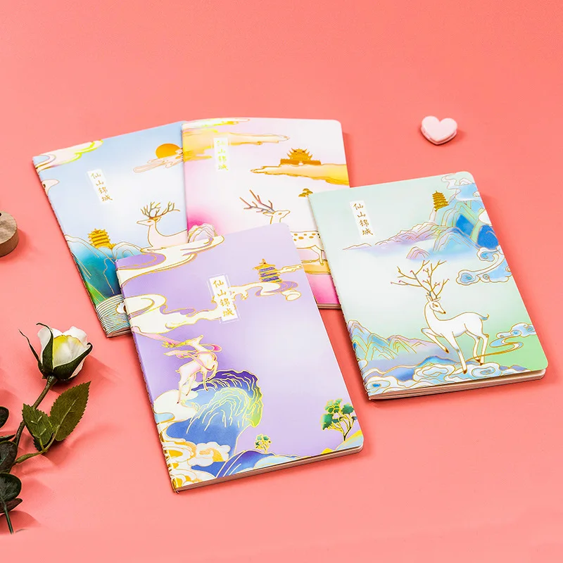 

New 4PCS Student Car Line A5 B5 Notebook Ins Wind Small Fresh Large Notepad Literary Retro Style Thick Notebook Office Supplies