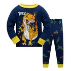 Детский пижамный комплект с принтом для подростков, одежда динозавров одежда для сна для маленьких мальчиков 100% хлопковые костюмы для девочек с изображениями животных; Одежда одежда для сна, одежда, размеры 2T, 3T, 4T, 8T