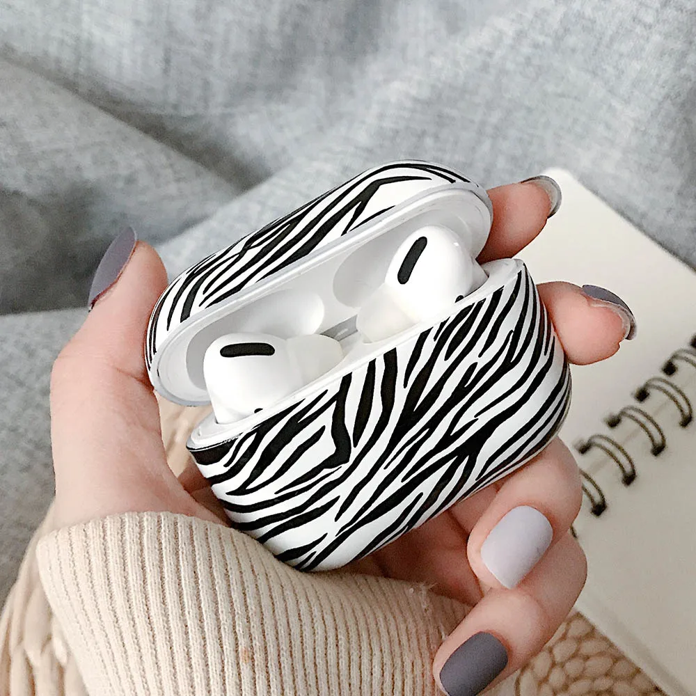 

Защитный чехол для наушников AirPods 2 3 Air Pods с леопардовым принтом и принтом зебры, глянцевый чехол для AirPods Pro 2, чехол для наушников