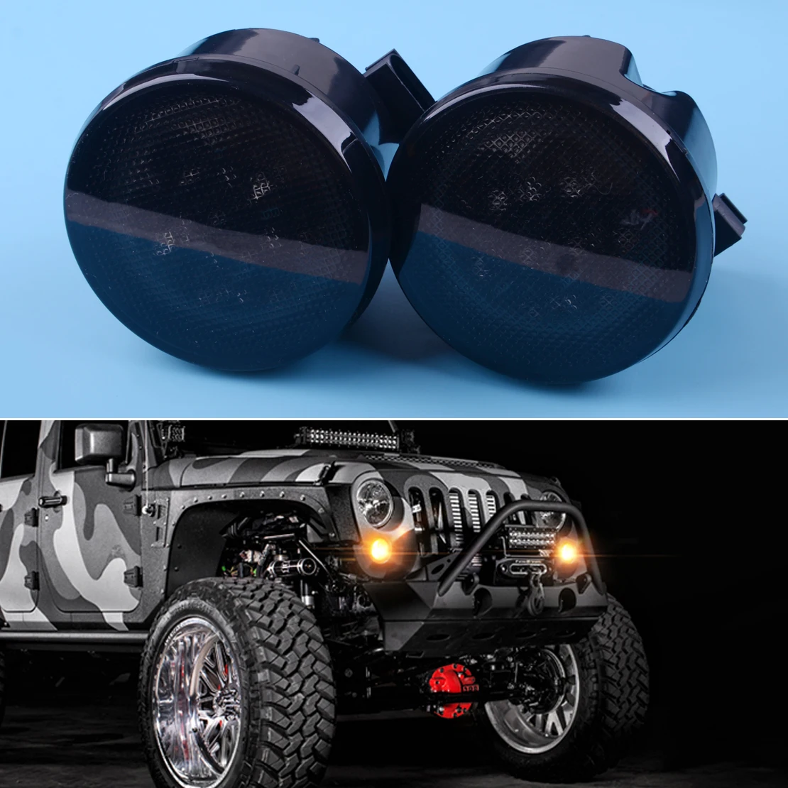 

DWCX 2pcs DC 12V Black LED Daytime Running Lights Turn Signal Lamps Fit For Jeep Wrangler JK 2007- 2011 2012 2013 2014 2015 2016