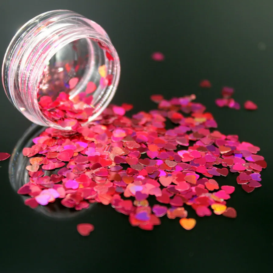 1 коробка голографические блестки розово красного цвета блестящий Блестящий