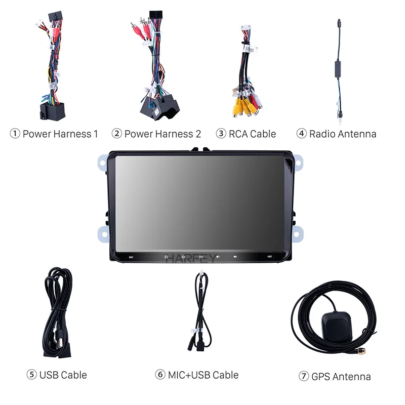 Автомагнитола Harfey Android 9 0 &quot GPS 2 din мультимедийный плеер для VW Golf Jetta Tiguan T5 B7 Passat MK5