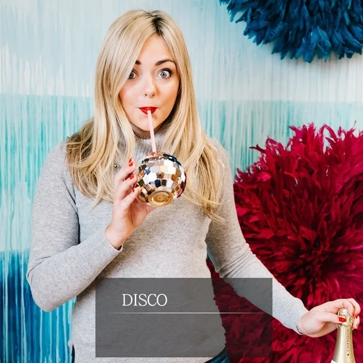 Блестящий серебристый цвет чешское стекло диско шар трубочка для коктейля чашки