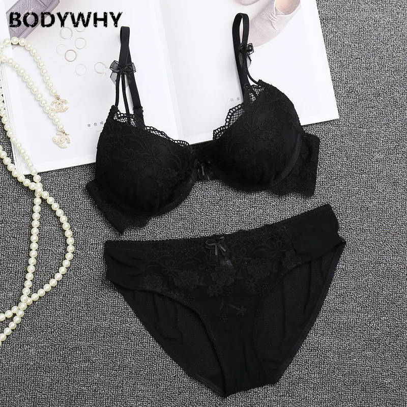 Underwear Bra Set Thin Lingerie Bottom Thick Deep V Gathered Sexy Lace with Size Bra Novelty Style High Quality Free Shipping