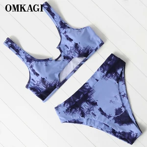 OMKAGI бикини 2019 Mujer, бикини с завышенной талией и эффектом пуш-ап, купальный костюм, пляжная одежда, комплект бикини для женщин