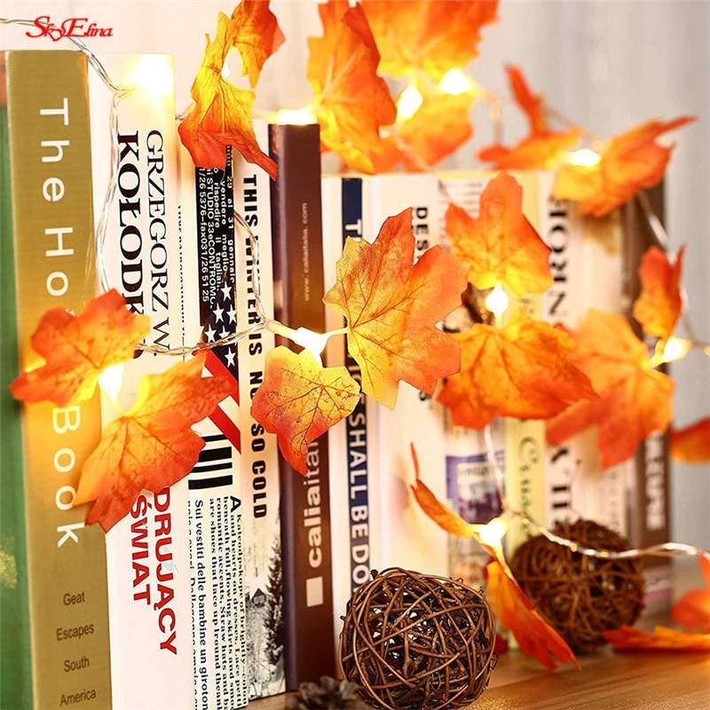 СВЕТОДИОДНАЯ Гирлянда в виде кленовых листьев украшение для Хэллоуина сада дома