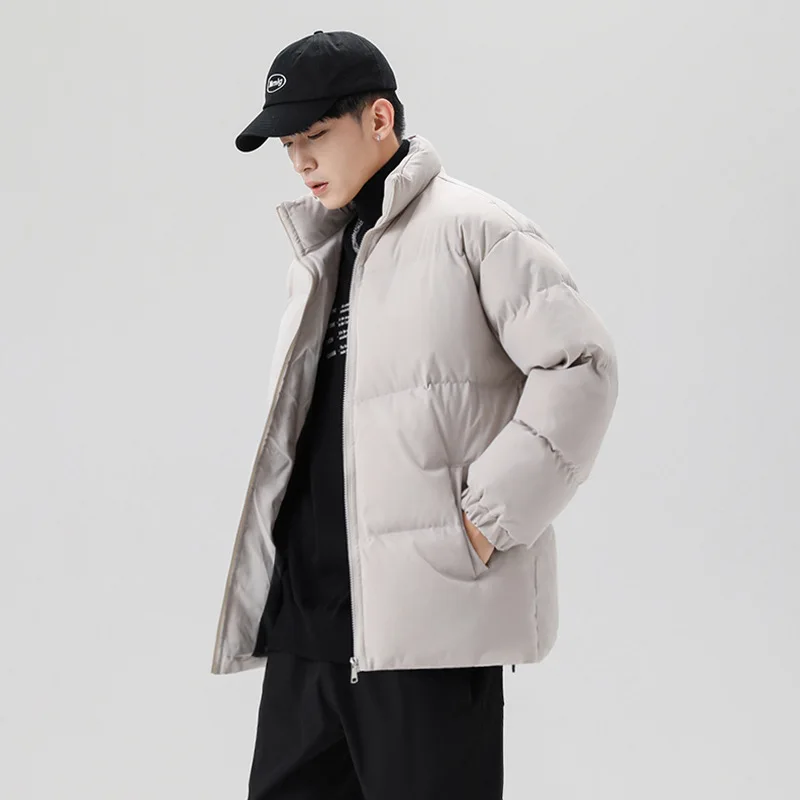 2021 winter new couple cotton jacket Korean version of the stand-up collar padded bread jacket down padded jacket men