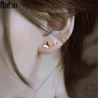 moveski 925 sterling silver korean small curved double butterfly zircon earrings women 14k gold plated jewelry gift