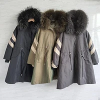 2020 winter new parker down jacket womens mid length korean style fox fur collar detachable rex rabbit liner coat