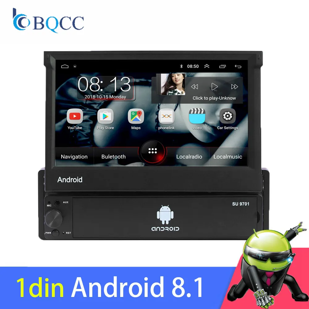 7 дюймов Android 8,1 автомобильный радиоприемник 1 Din MP5 плеер+ Wi-Fi, gps Bluetooth AM/FM карта Оффлайн мультимедиа Playercam