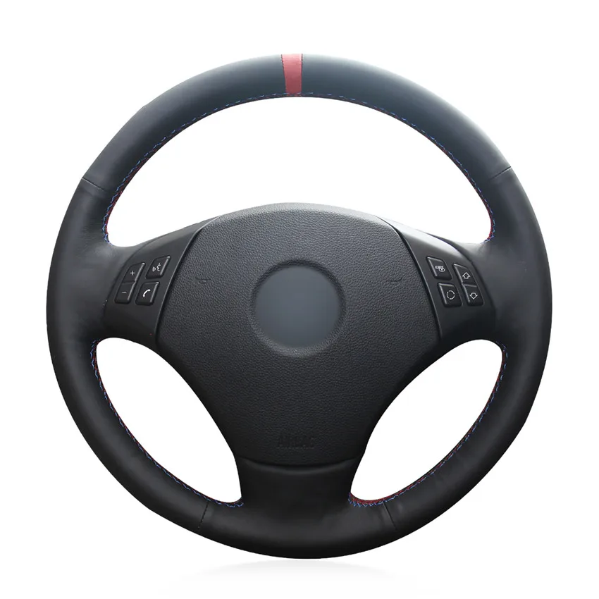 

Автомобильные аксессуары «сделай сам», черный чехол рулевого колеса из натуральной кожи для BMW E90 320 318i 320i 325i 330i 320d X1 328xi 2007