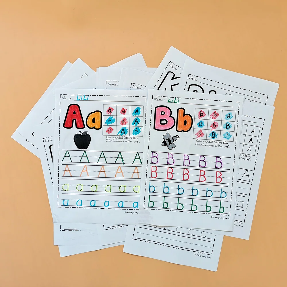Alphabet Worksheets 26 Letters From-A-to-Z Practice Paper Preschool learning English Homework Workbook coloring books for kids | Игрушки и