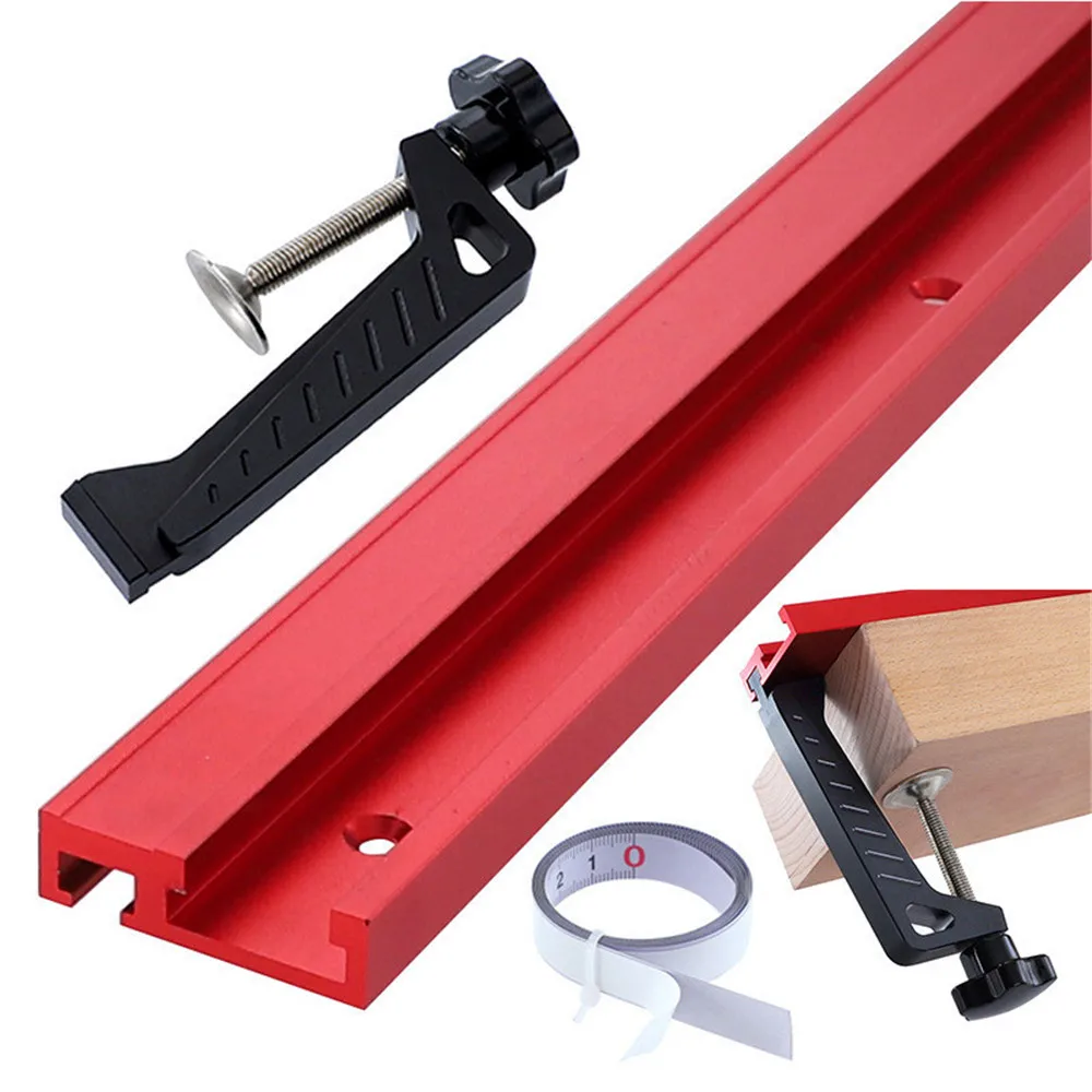 

Т-образная направляющая для деревообработки, Т-образный зажим из красного алюминиевого сплава, 400-1200 мм, 45 т-образных пазов, для стола
