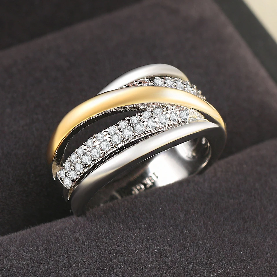 Новые дизайнерские двухцветные кольца с покрытием для женщин и мужчин белого