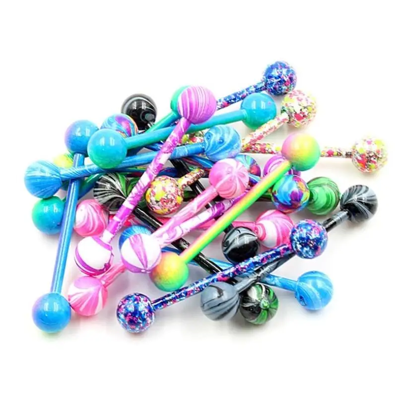 

10Pcs Tongue Piercing TStainless Steel Piercing Tongue Rings Bars Girls Tongue Piercing Industrial Barbells Quality Body Ring