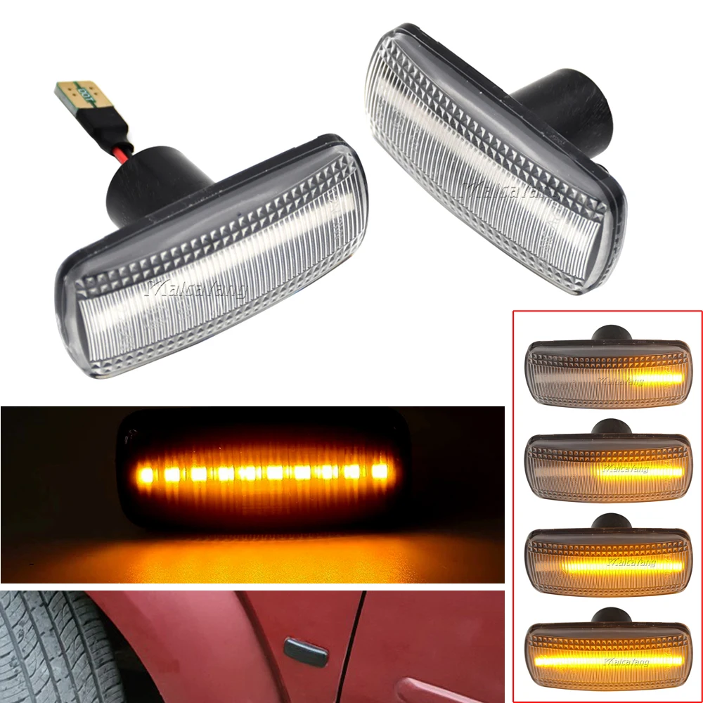 

2x For Jeep compass Grand Cherokee Chrysler 200 300C Dodge Avenger Lancia Flavia Dynamic LED Turn Signal Side Marker Lights